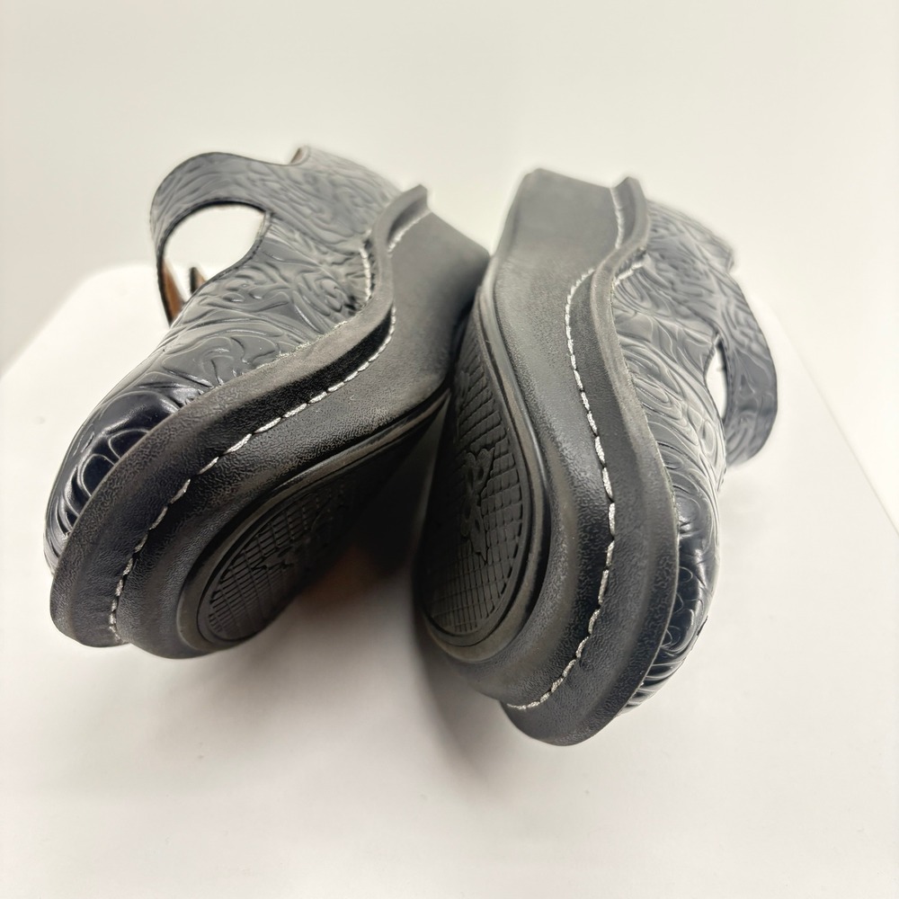 Alegria Paloma Black Floral Embossed Leather Mary Jane Shoes 38 Comfort Quirky‎ - Picture 5 of 12